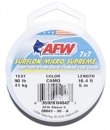 American Fishing Wire Surflon Micro Supreme, Nylon Coated 7x7 Stainless  Steel Leader Wire, 65 lb Test, 030 Diameter, Bright, 5 m - Yahoo Shopping