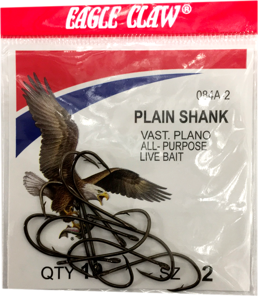 Qty 6 Size 8 Eagle Claw Plain Shank Snell 031-8 Fishing Hooks American Made  USA 