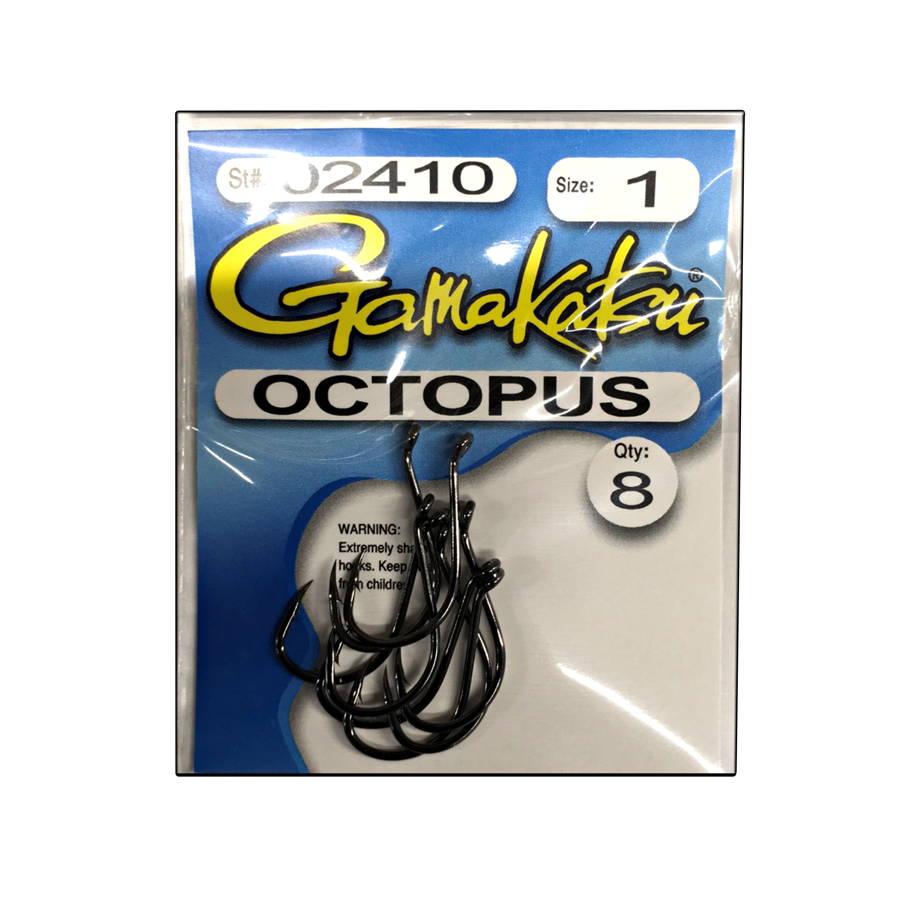 Gamakatsu 98411 Octopus Hooks Loose, 6,-Pack, Size 1/0, NS Black