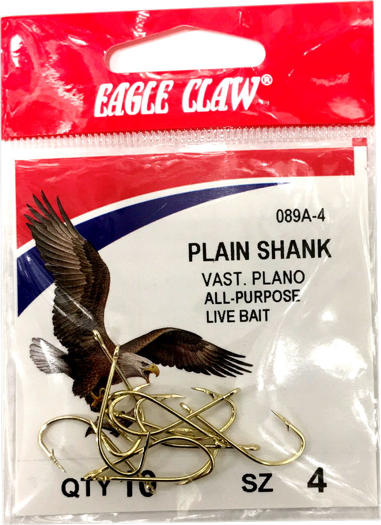 Eagle Claw Plain Shank Offset Hook, Gold 089A-8