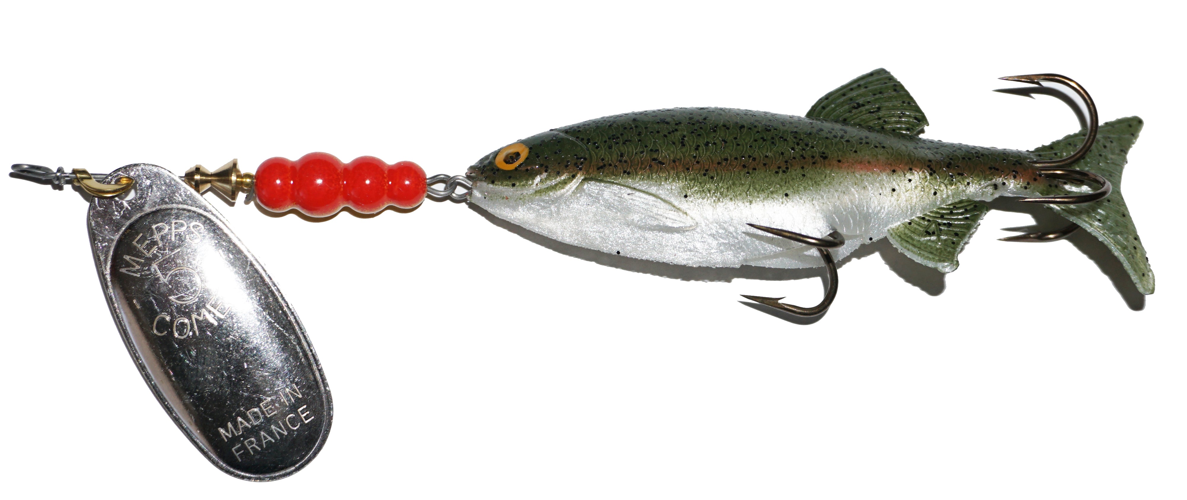 Mepps Comet Mino Bucktail Shad/Gold Red White